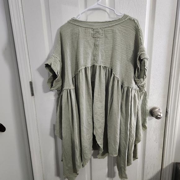 We the free green oversized tunic grunge boho cottagecore asymmetrical fairy XL - Picture 8 of 9